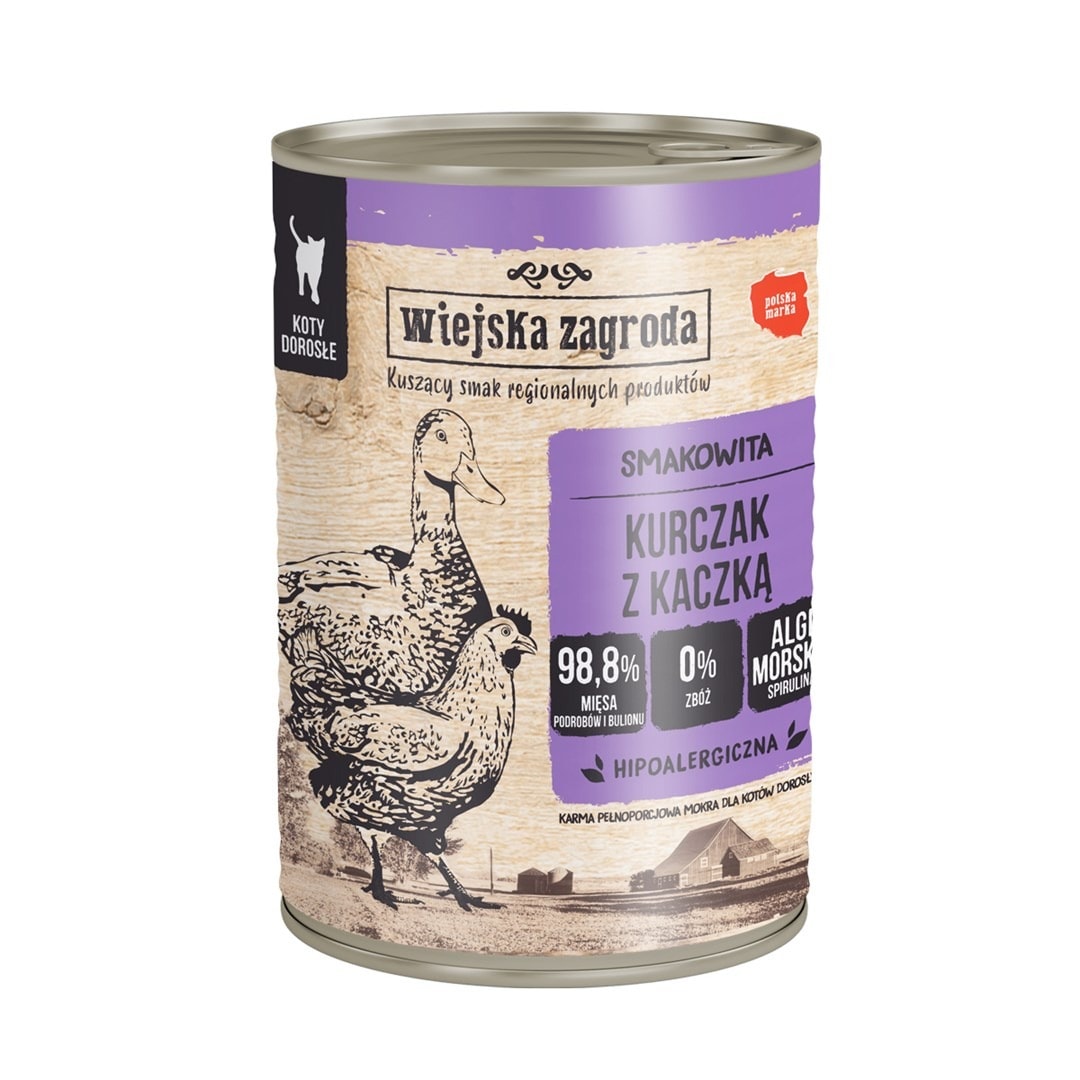 Wiejska Zagroda - Chicken with Duck - Wet cat food - 400g - Delicious meal for your cat