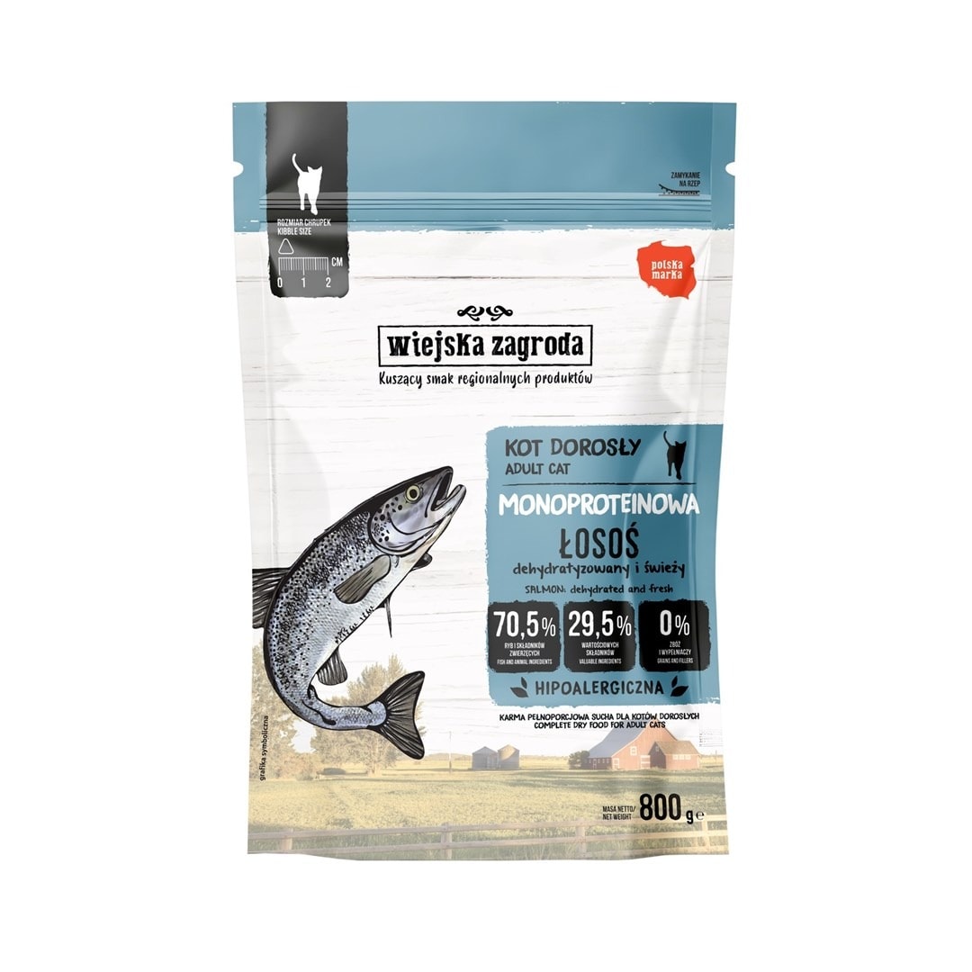 Wiejska Zagroda Salmon - Monoprotein dry food for cats 800g