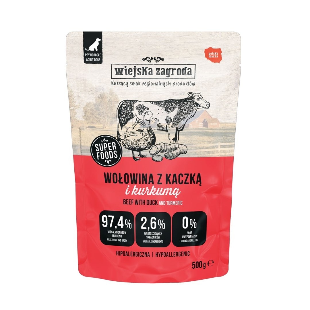 Wiejska Zagroda Beef with Duck - wet dog food 500g