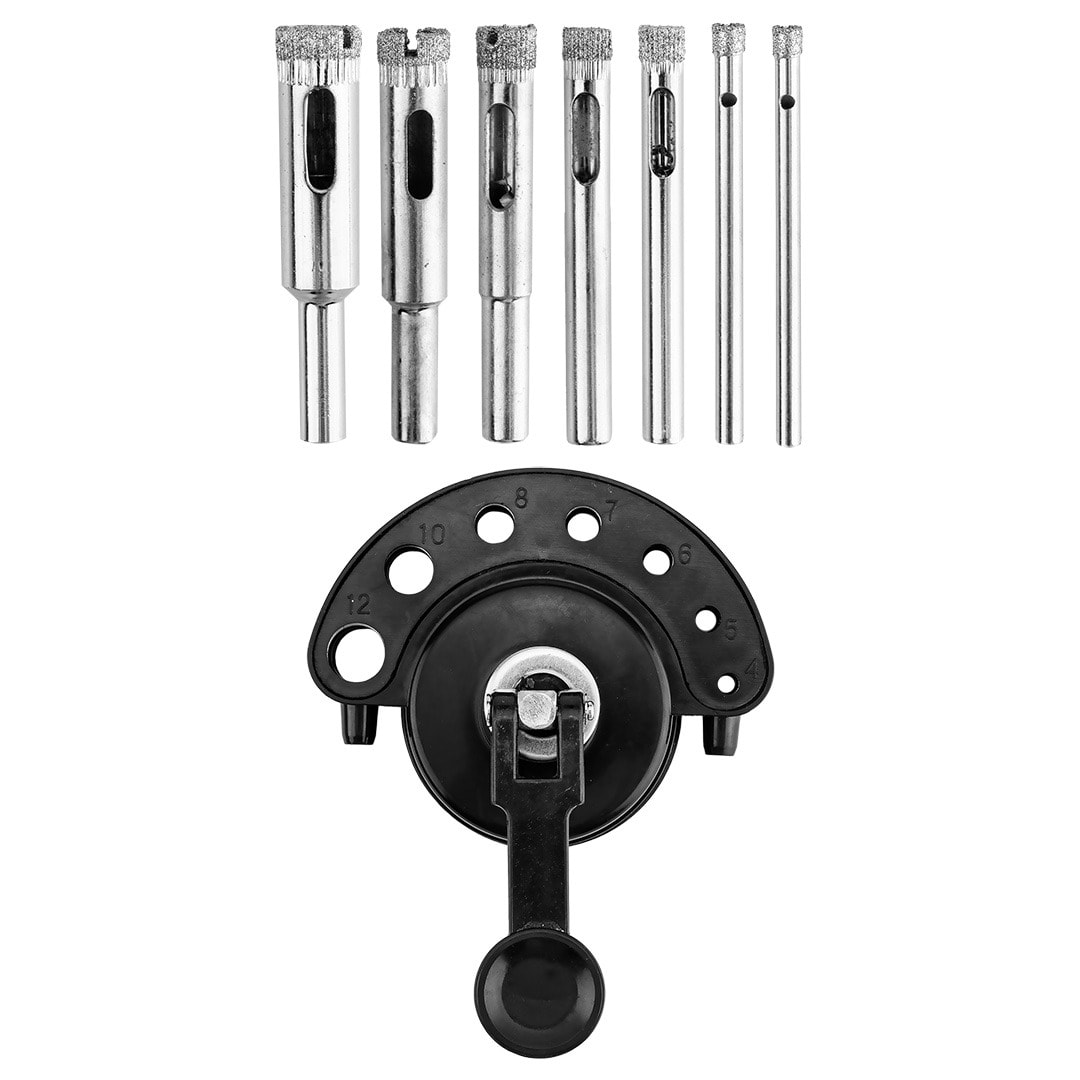 GRAPHITE Diamond drill bits with guide 4-12 mm, 8 pcs set