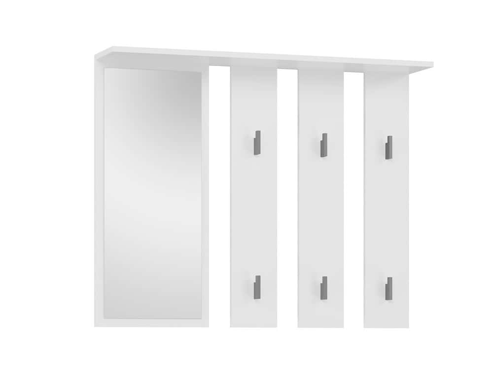 Parma Coat rack with mirror - white matte, perfect for the hallway