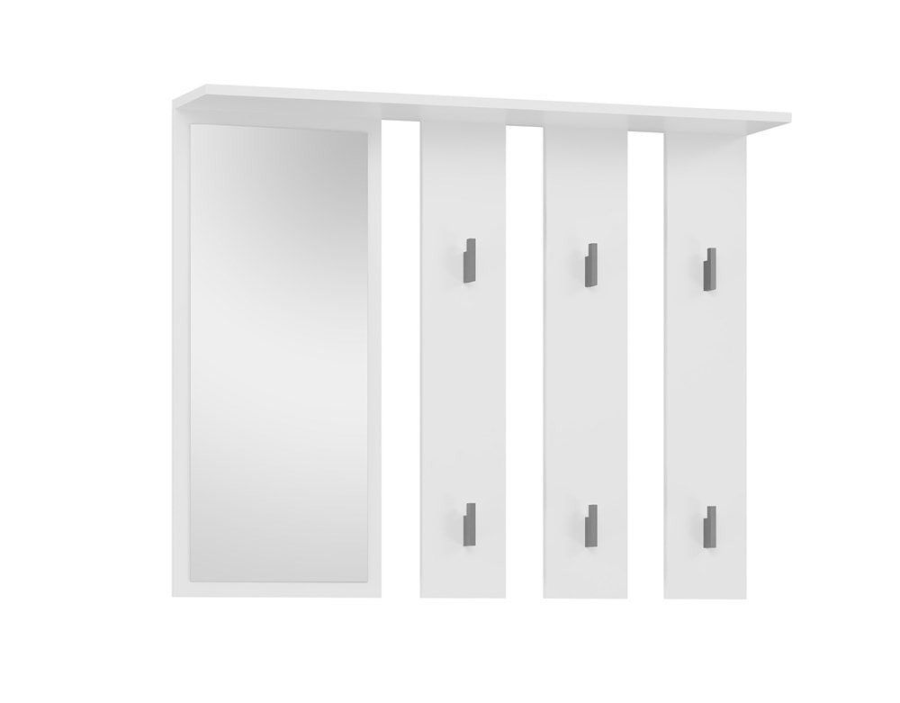 Parma Coat rack with mirror - white matte, perfect for the hallway