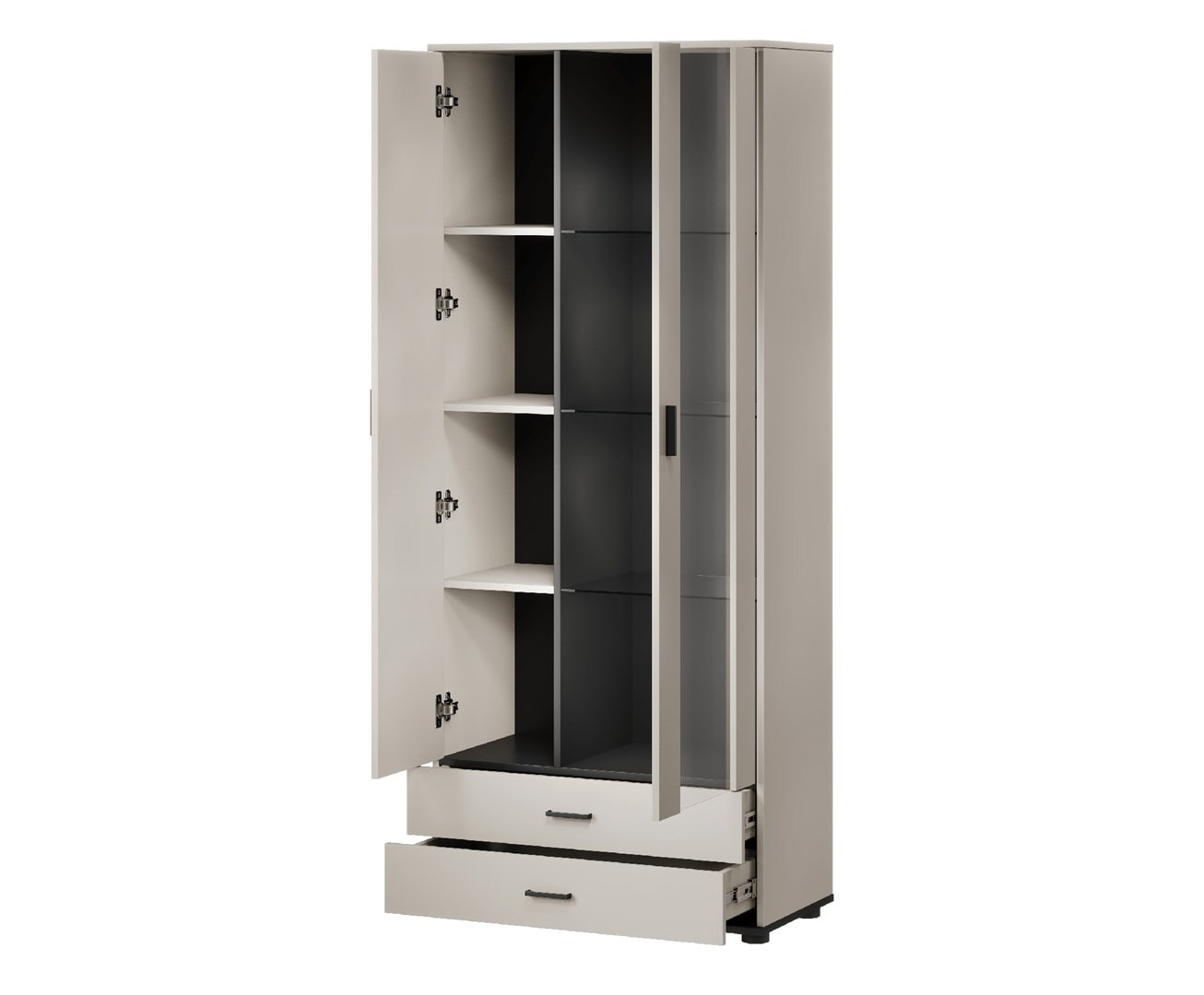 S6 SOHO Display Cabinet - Cashmere and black, perfect for the living room