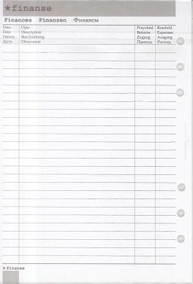 A5 Insert Finances - 20 ecru sheets for organizer