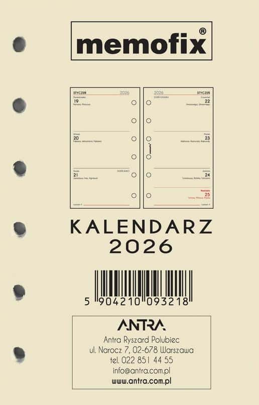 Memofix Calendar Insert A6 TDW 2026 - perfect for planning