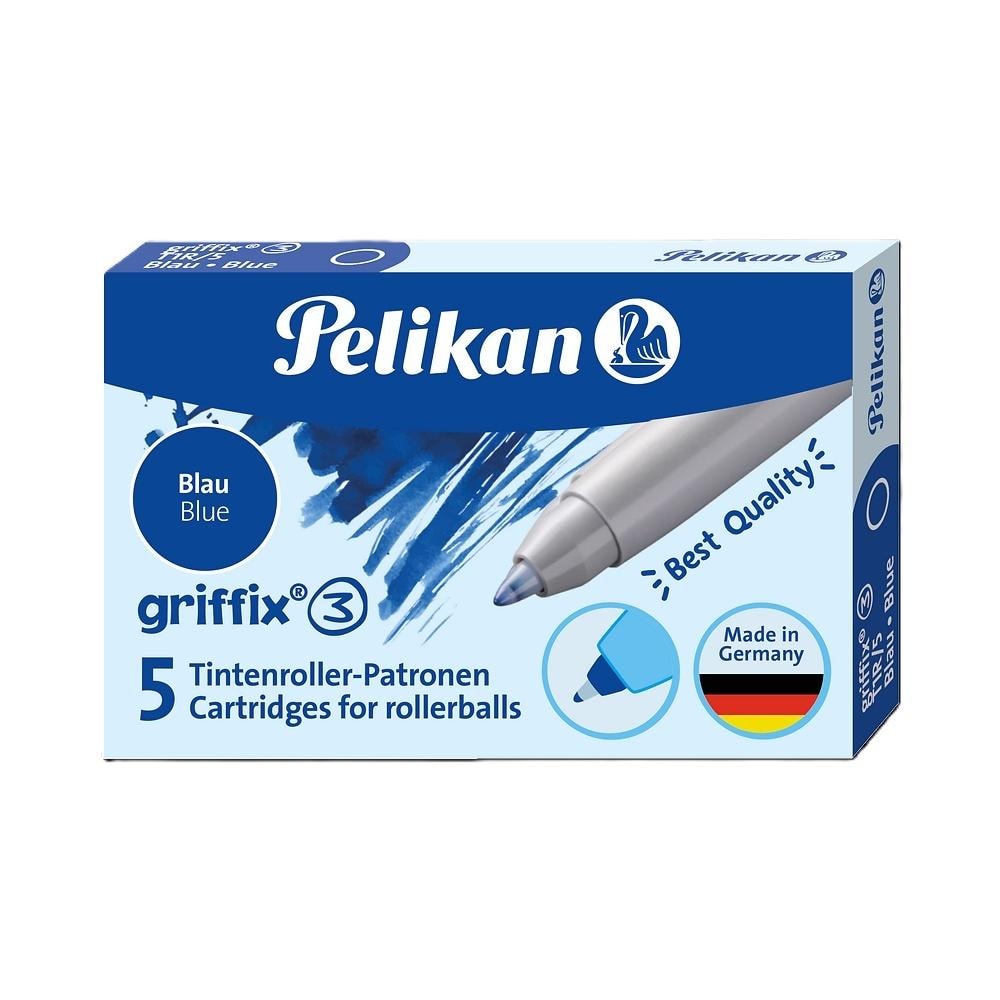 Pelikan Griffix - Blue ink cartridges for rollerball pen (5 pcs) - perfect for learning to write
