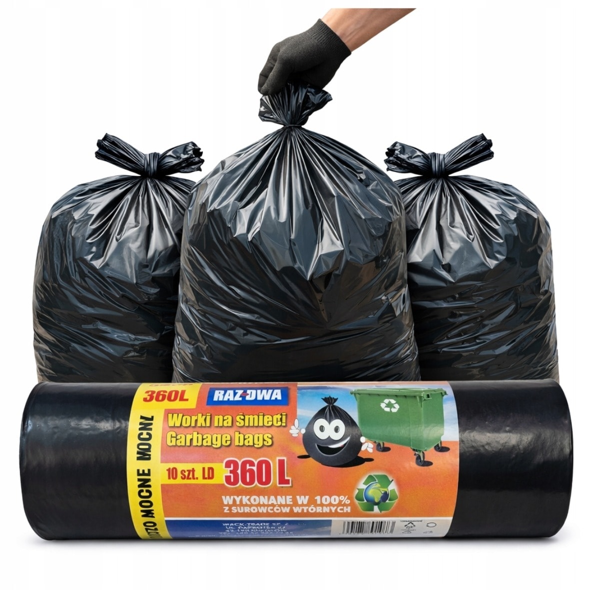 360 PRO Black Garbage Bags - 60L, 20 pieces, ideal for every home