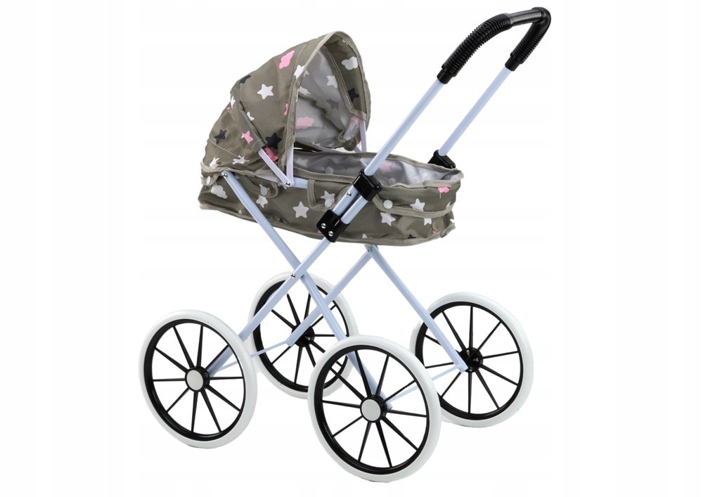 Doll stroller large wheels gray 60cm - ideal for little caregiver