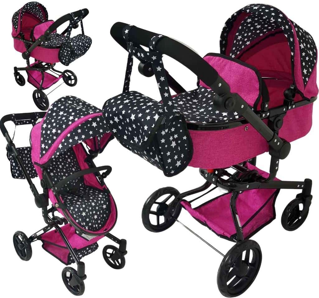 Doll stroller with deep and stroller carrycot - perfect gift for little caregivers
