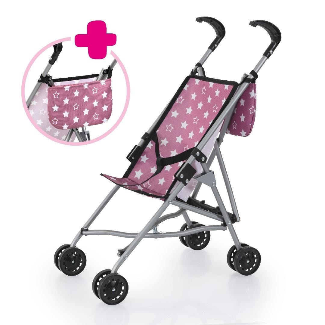 Doll stroller with bag - old rose, perfect gift for a girl