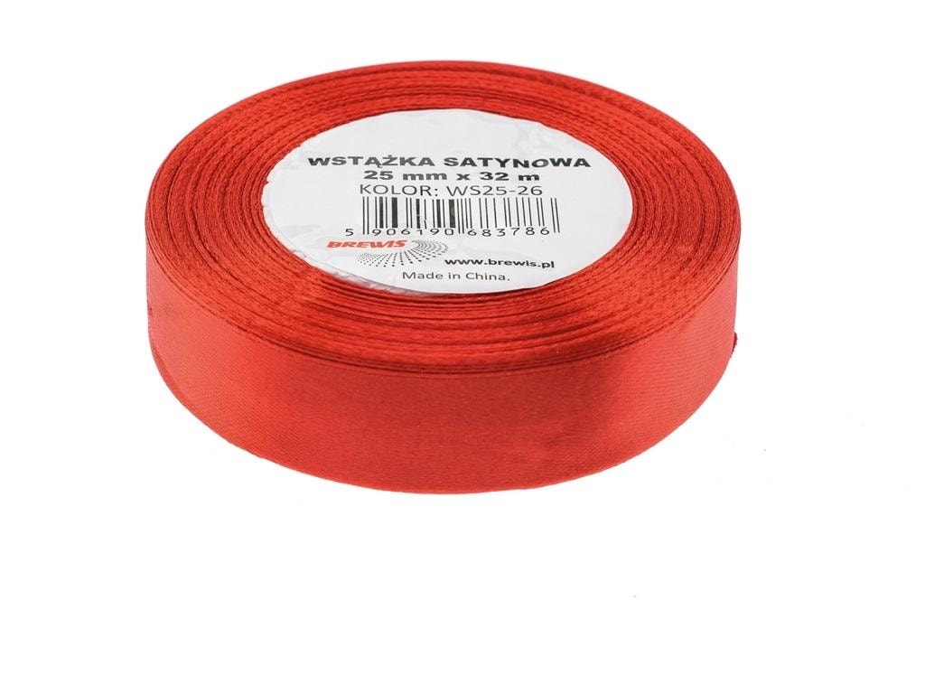 Brewis Red Satin Ribbon 25mm - 32m ideal for gift wrapping