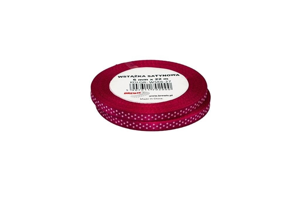 Satin ribbon with dots purple 6mmx22m - ideal for decorations