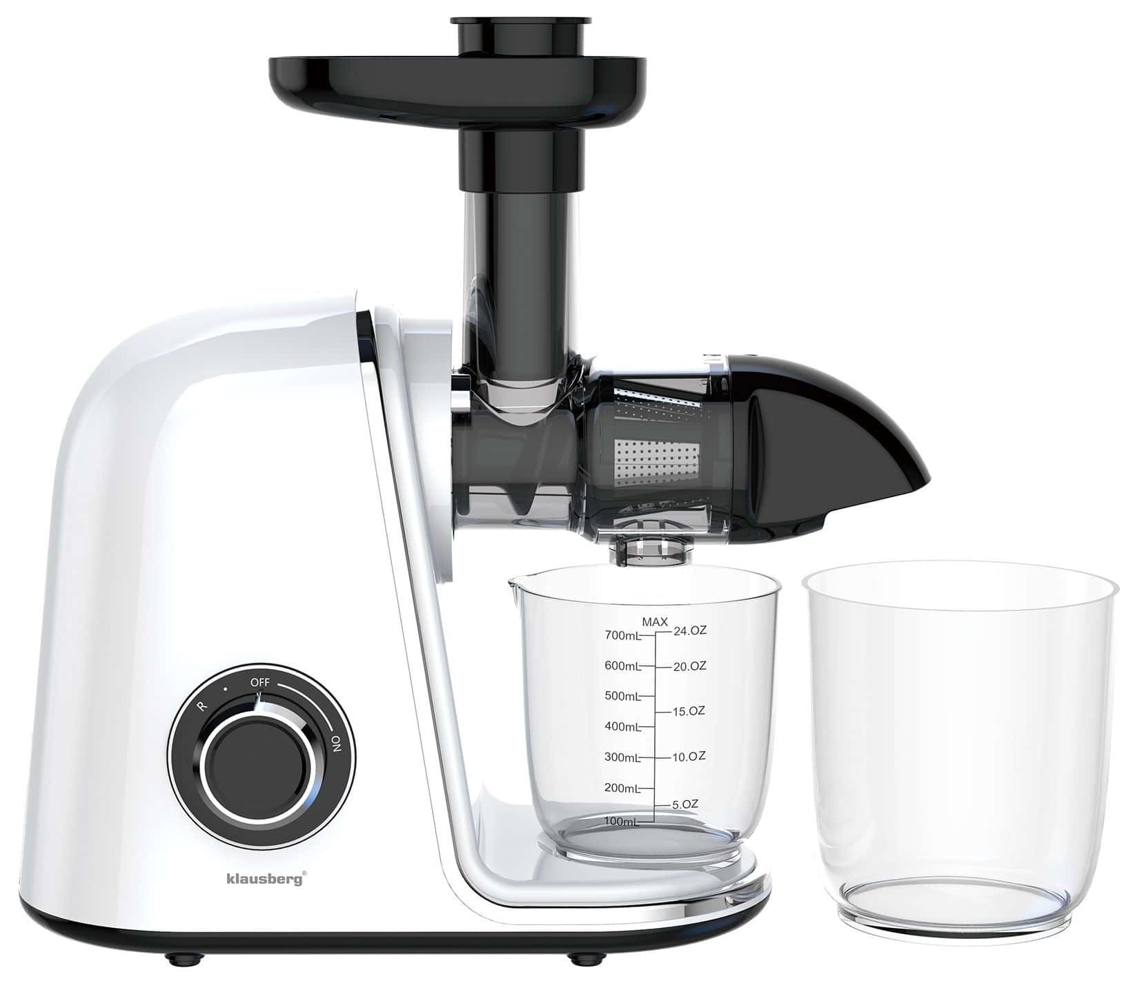 Horizontal slow juicer for fruits and vegetables, white, 150W