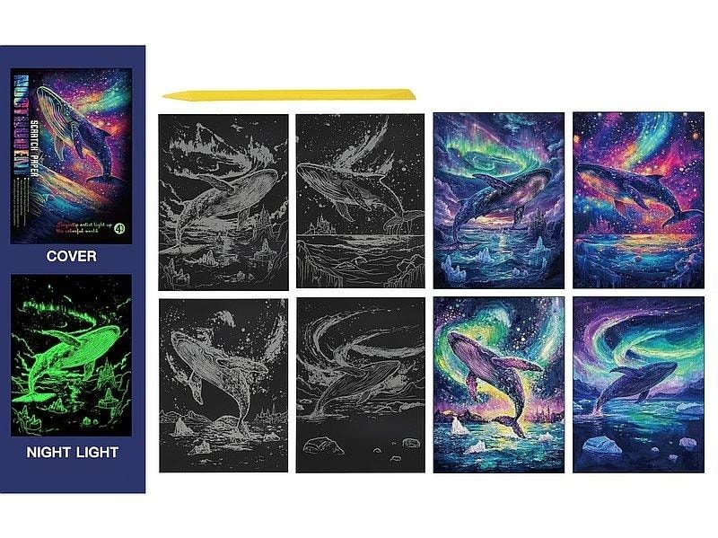 ADAR Fluorescent colored scratch art dolphins - creative fun for everyone