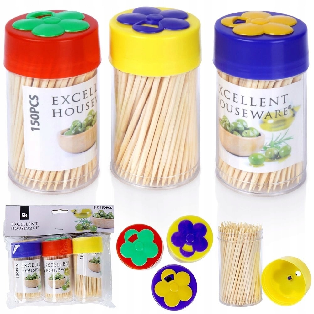 Bamboo toothpicks 4 x 150 pieces - natural and ecological