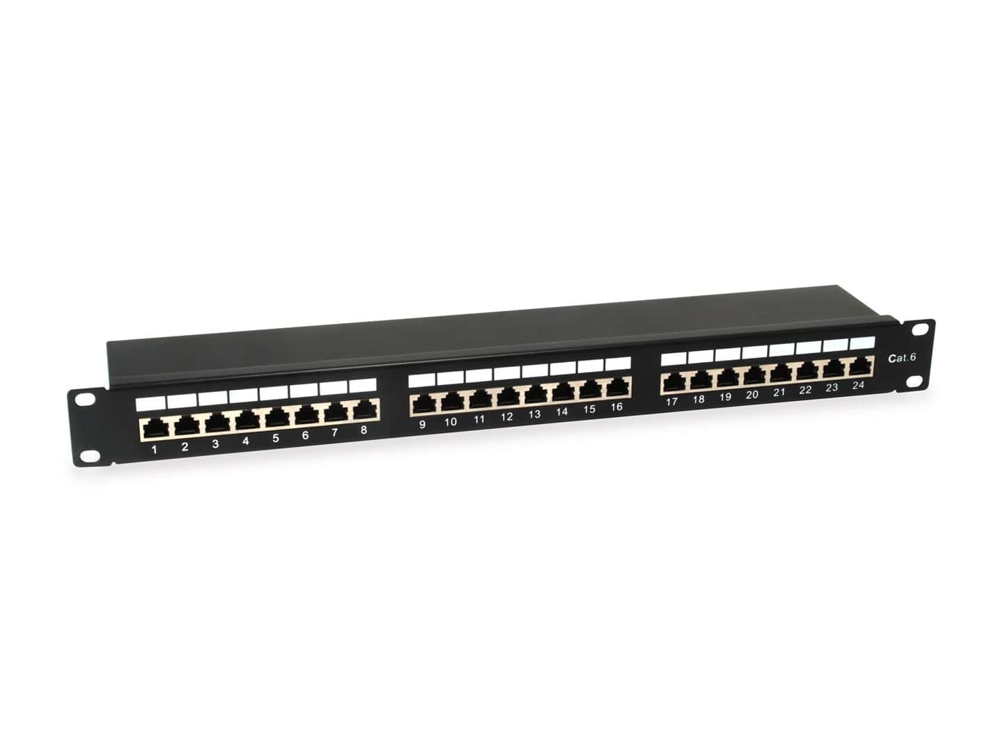Ausstattung 19-inch Patch Panel 24xRJ45 Cat6 FTP 1U 250MHz RAL9005 - Reliable connection