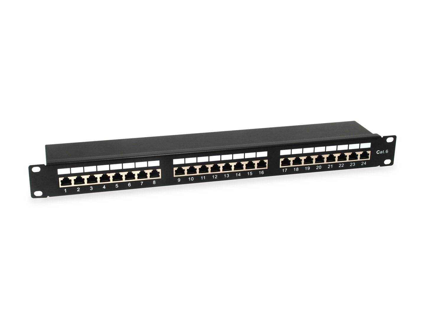 Ausstattung 19-inch Patch Panel 24xRJ45 Cat6 FTP 1U 250MHz RAL9005 - Reliable connection