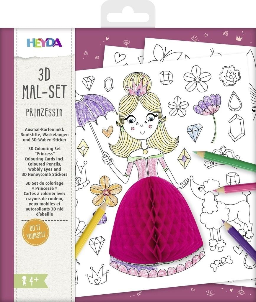 Heyda 3D Embossed Coloring Book - Princesses