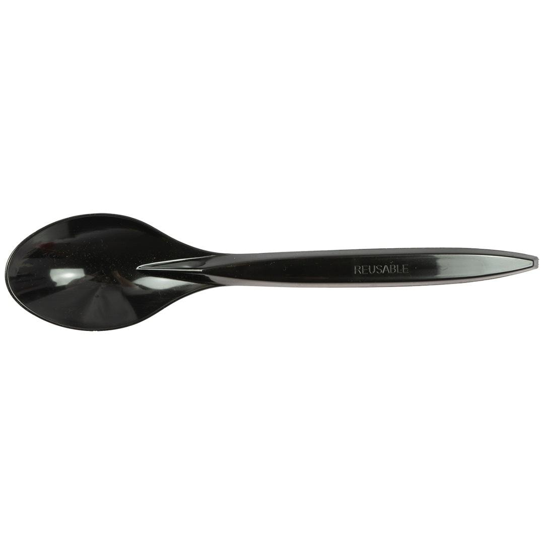 Black reusable spoons - 100 pieces - perfect for picnic