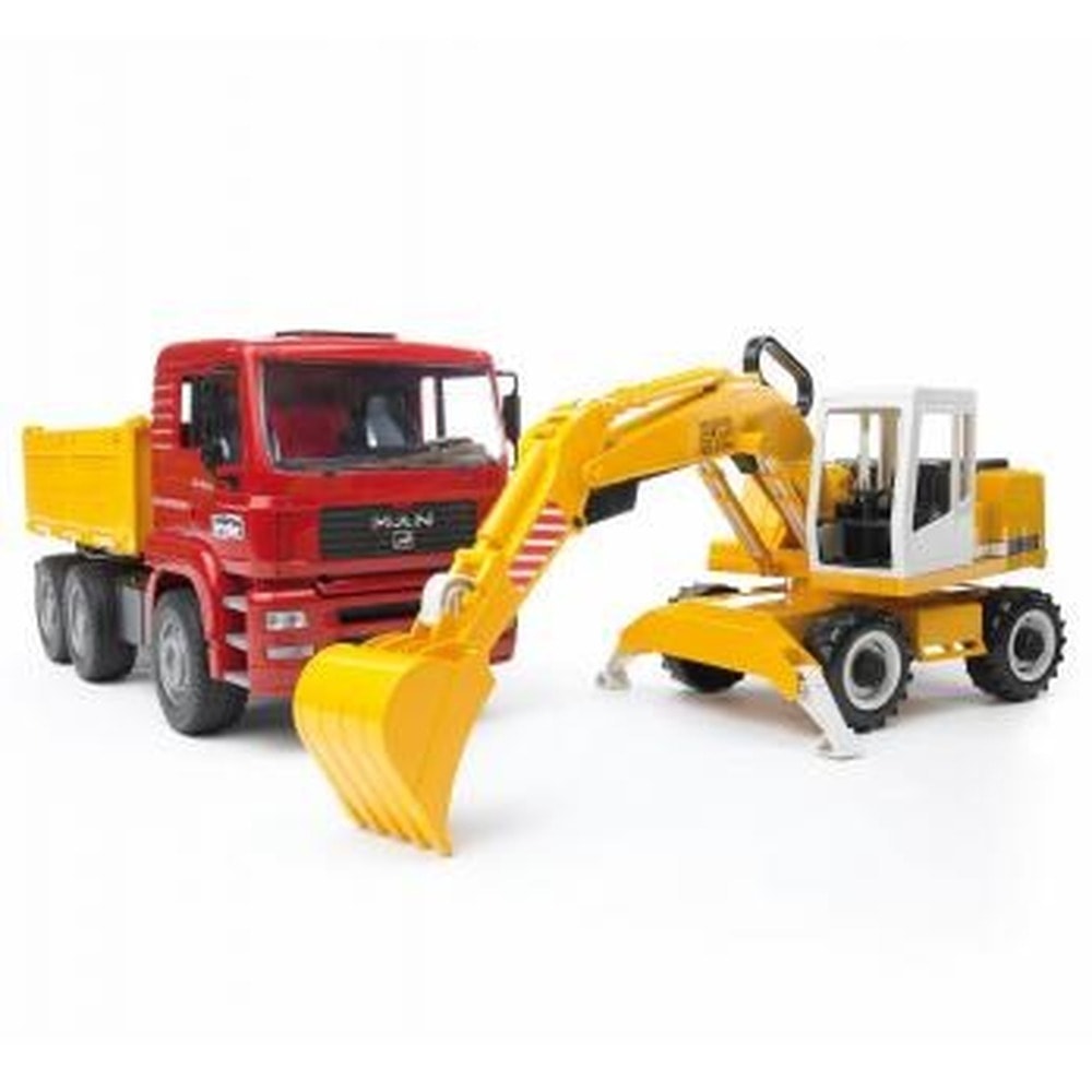 Bruder Toy: MAN TGA tipper truck with excavator - perfect for little builders