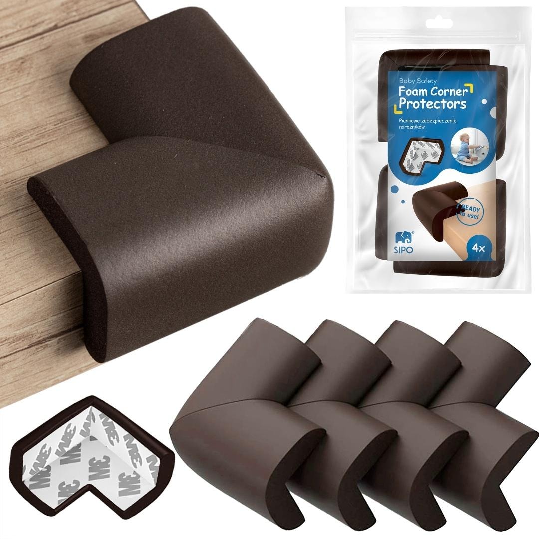 SIPO Foam corner protectors for furniture - brown 4 pieces
