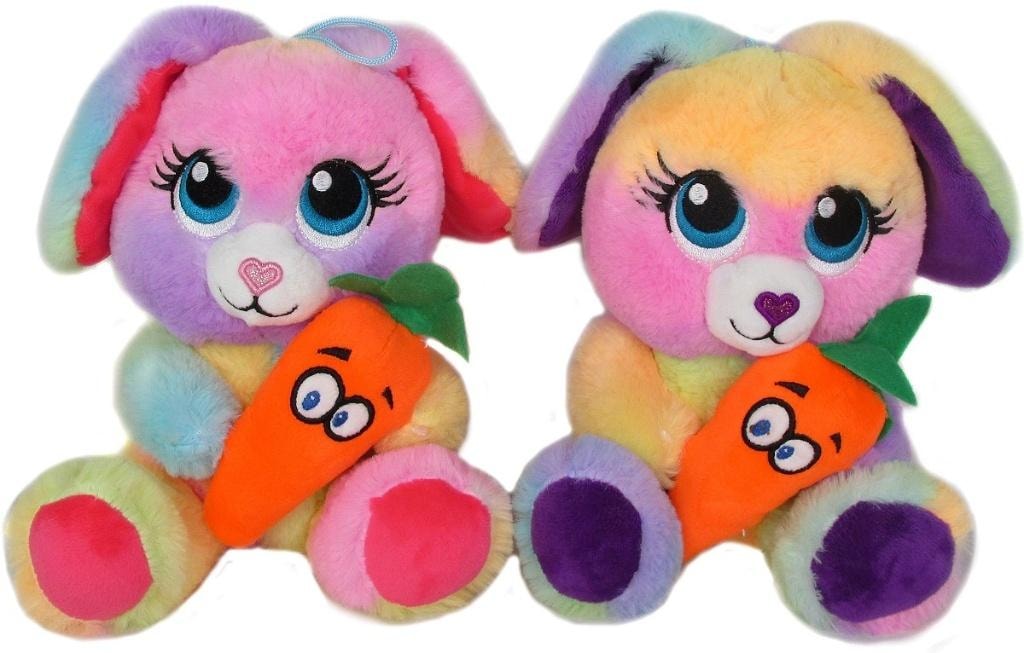 Rainbow bunny with carrot 18cm MIX - Cute plush toy for every child