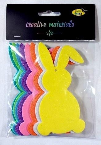 Glitter foam bunnies - decorative 13cm 8pcs color mix