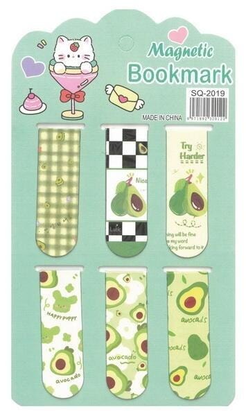 Magnetic Bookmark Avocado - Charming Set of 6 Pieces