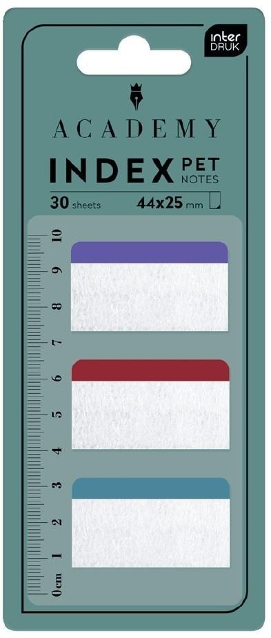 Indexing tabs with ruler Pet - 44x25mm, 30 pieces - ideal for organization