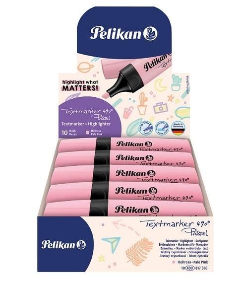 Pelikan 490 Pastel Pink Highlighter - 10 pieces - perfect for notes