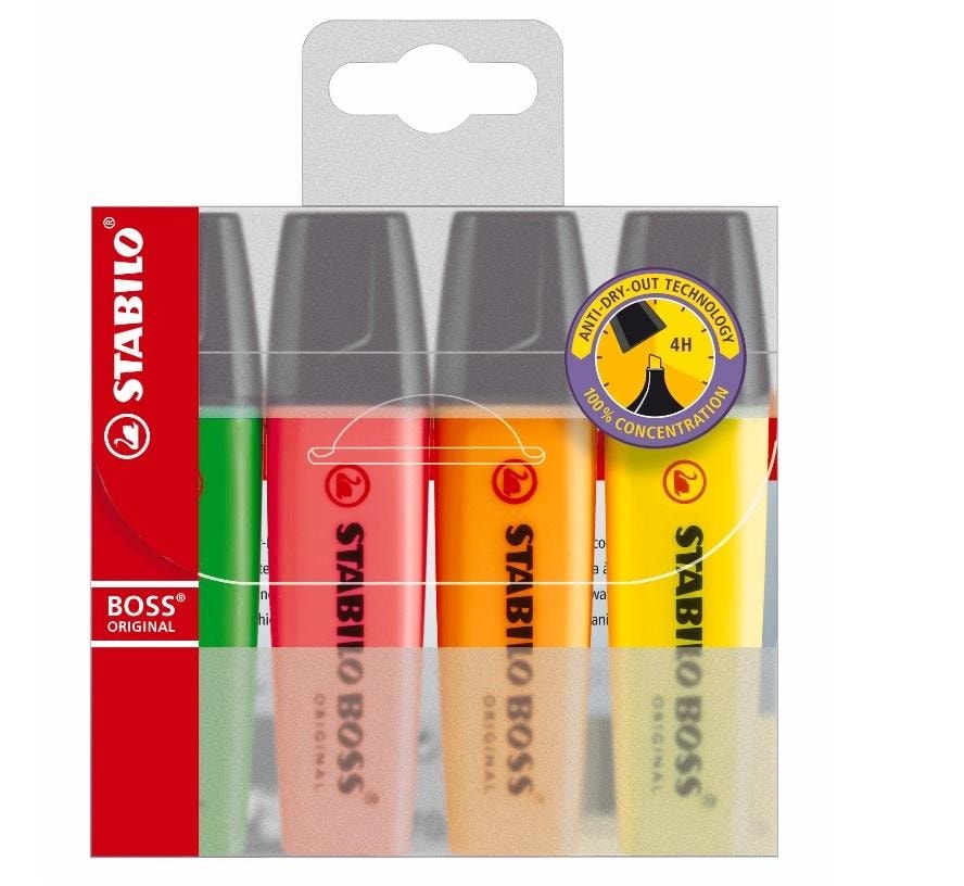 Stabilo Boss Eco Mix Highlighters 4 pcs - eco-friendly choice