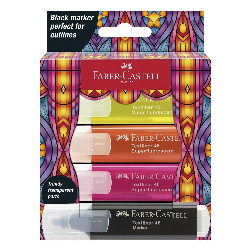 Faber-Castell Glassy Highlighters Neon 4 Colors + Black