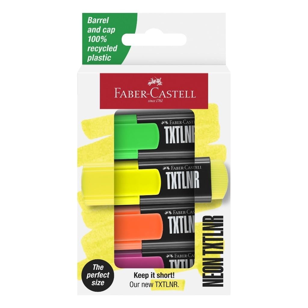 Faber-Castell Mini highlighters TXTLNR neon colors 4 pieces - ideal for highlighting