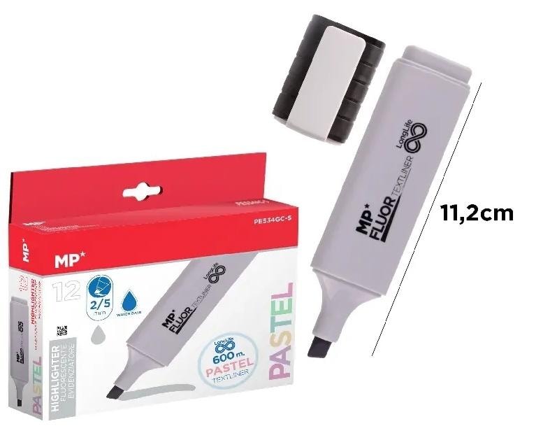 MP Main Paper Pastel Highlighter Gray - 12 pieces for subtle highlighting