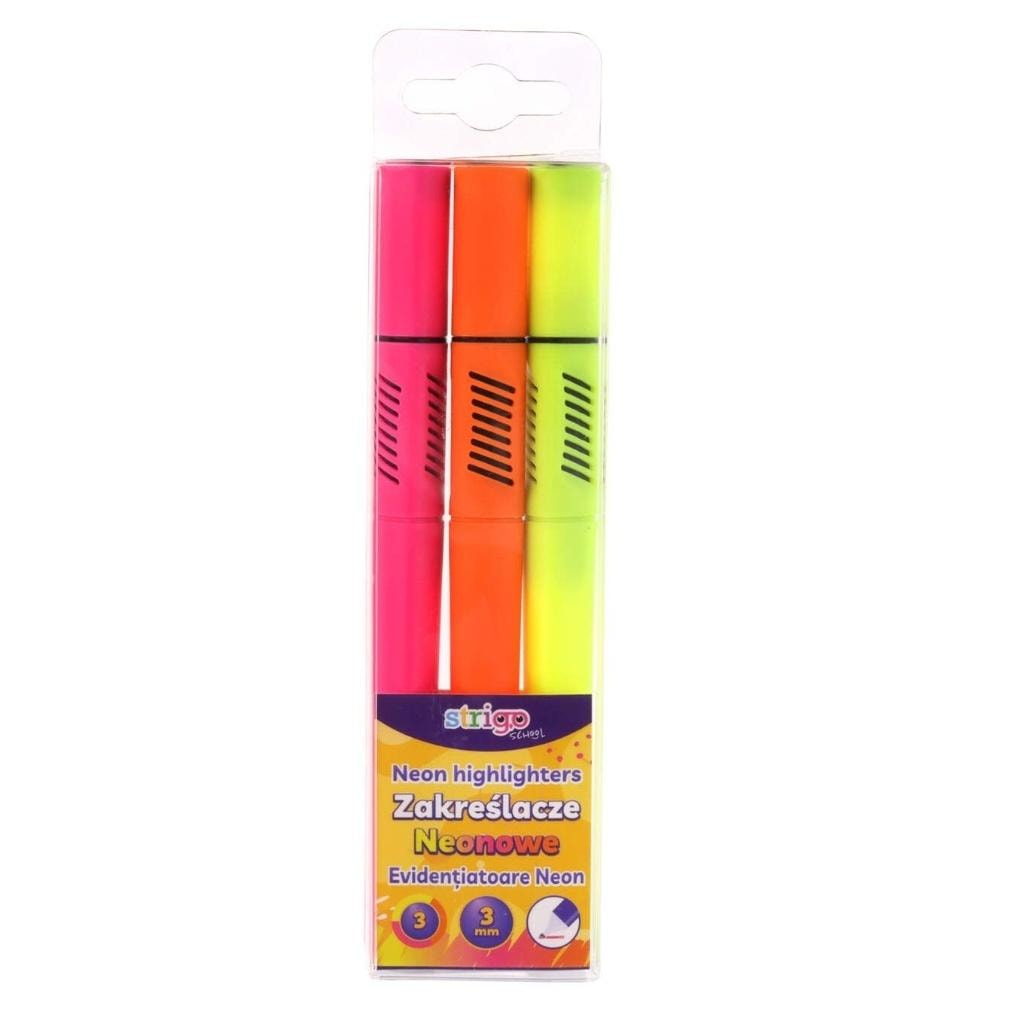 Strigo Triangular Highlighters Neon Colors 3 Pieces - perfect for school