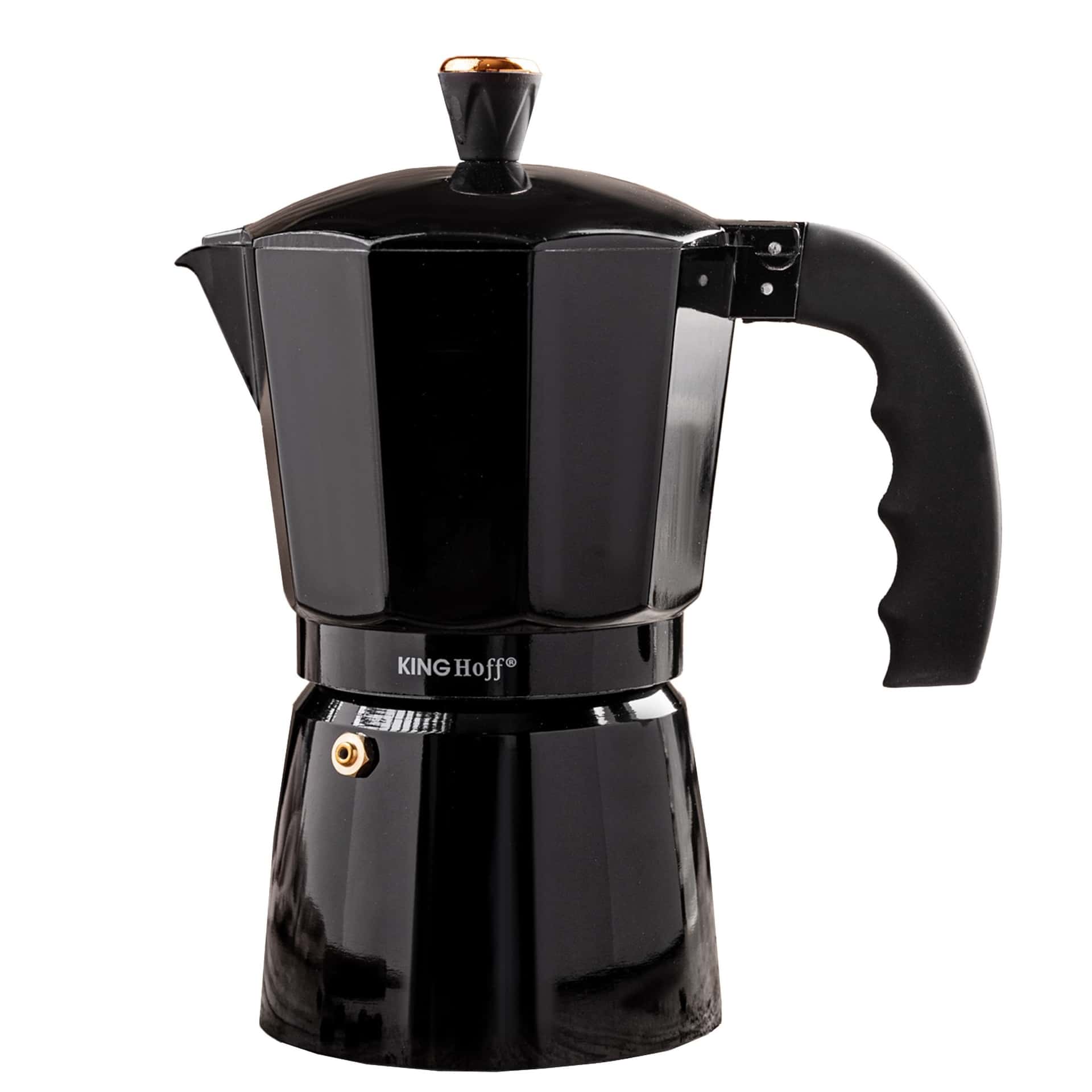 KINGHoff Espresso Coffee Maker - 12 Cups, Black/Rose Gold