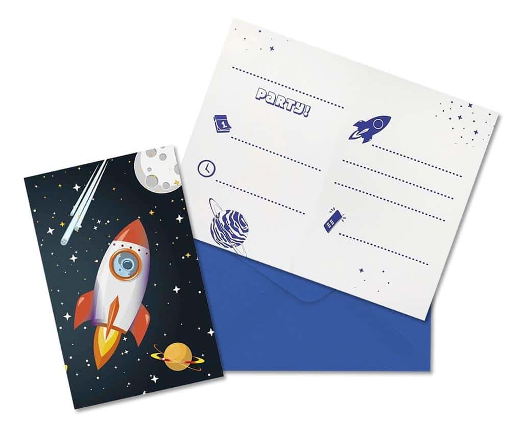 Procos Invitations with Envelopes Rocket Space - 6 pieces of cosmic fun!