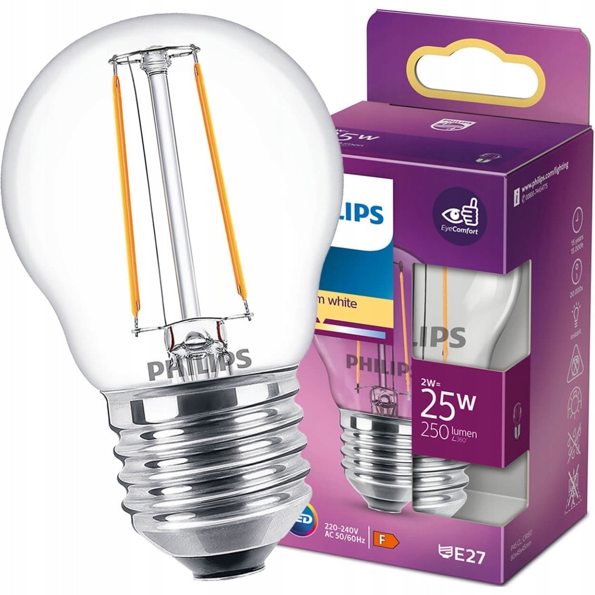 LED Bulb E27 2W Filament warm white - energy-saving