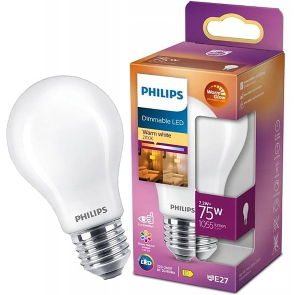 Philips LED Bulb E27 7.5W - two-pack ideal for any interior