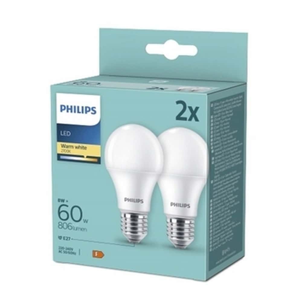 LED Bulb E27 8W warm light - 2 pieces energy-saving