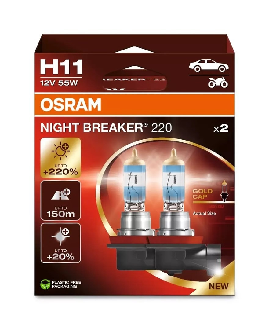 NIGHT BREAKER 220 H11 Bulb - 2 pcs set for better visibility
