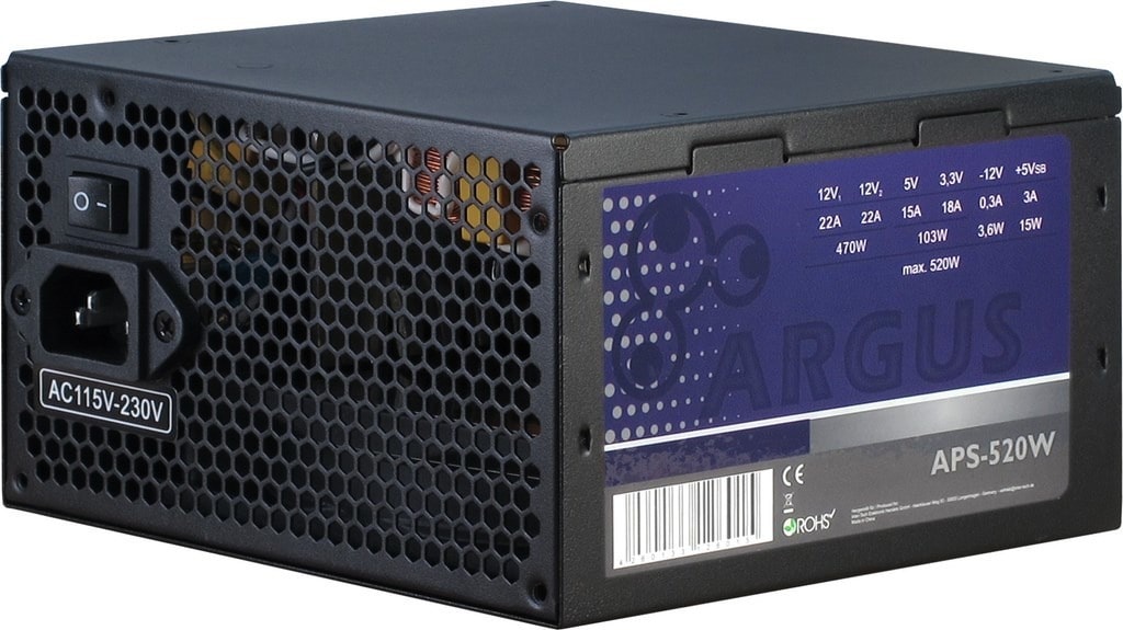 Inter-Tech Argus APS-520W - Computer Power Supply ensuring stability and safety