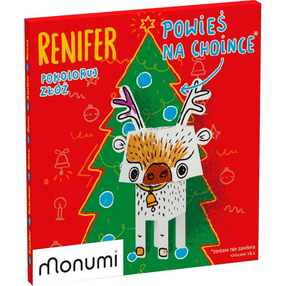 Monumi Cubehead Christmas Mini Reindeer - Coloring Figure 15 cm