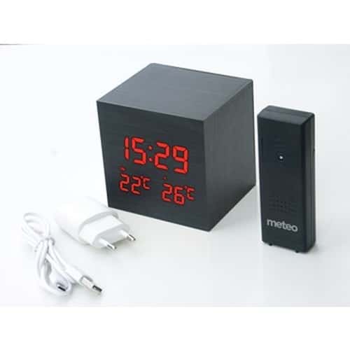 Meteo Clock ZP28 Black - Wall clock with LCD display