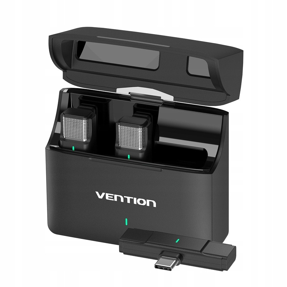 Vention Set of 2 Wireless USB-C Lavalier Microphones - Ideal for Vlogging