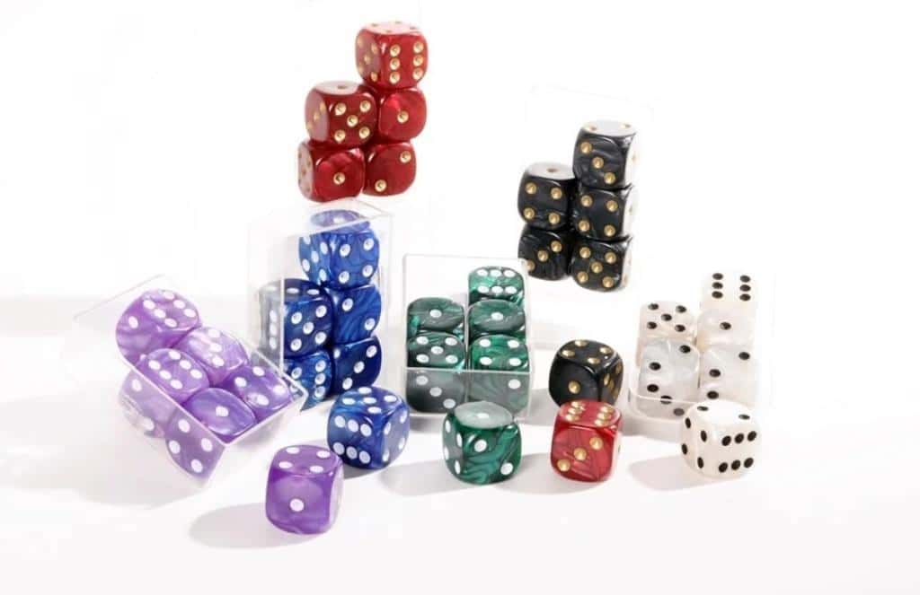 Pearl Dice Set - 36 pieces in 6 colors - perfect for board games