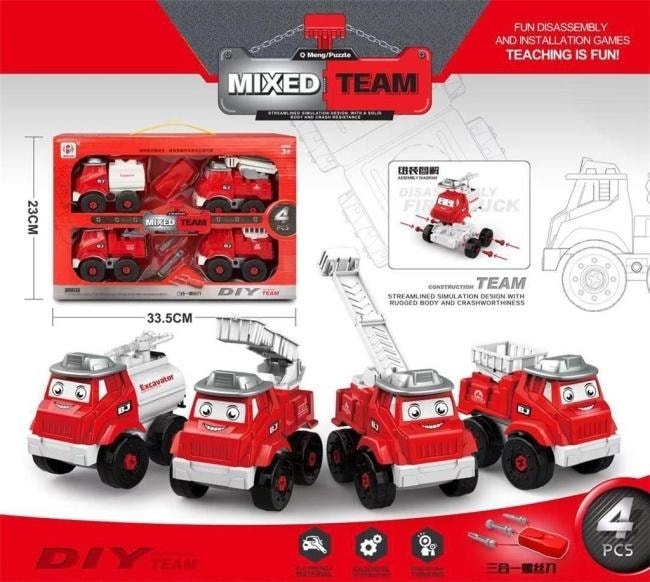 DIY Team Set of 4 Disassemblable Cars - develop manual skills
