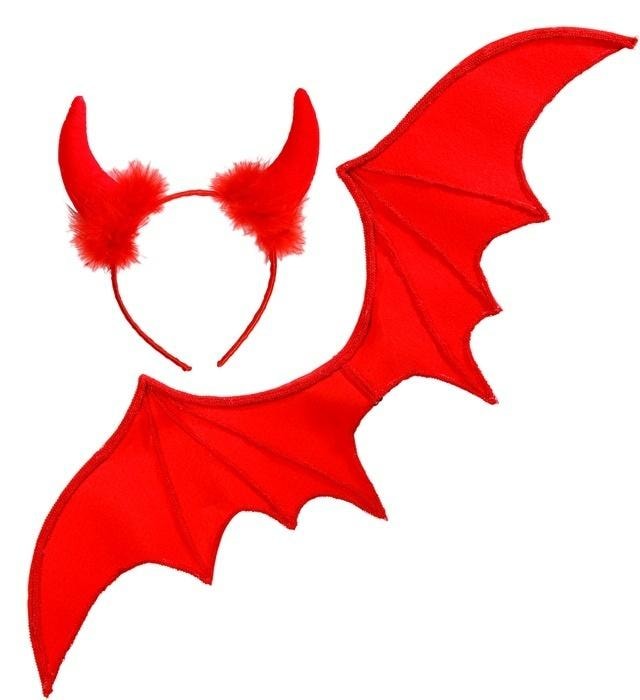 Widmann Devil Accessory Set - red, ideal for Halloween