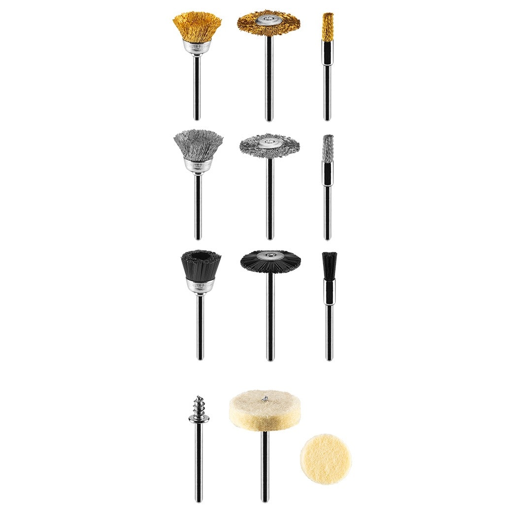 Mini Grinder Accessories - Set of Brushes and Felts, 15 pcs