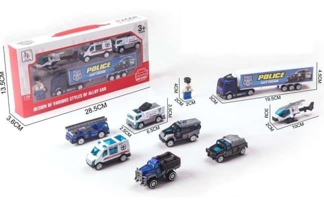 Merkpol Metal police car set with truck - perfect gift